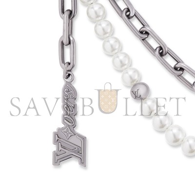LOUIS VUITTON PEARLS CHAIN BELT AND BAG CHARM M02606